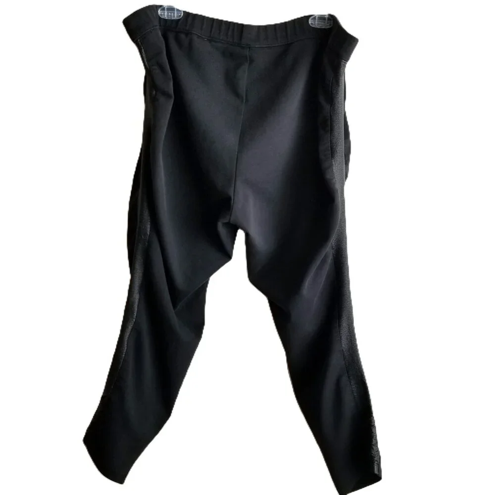 DKNY Jeans Black Pull On Pants 2X Faux Leather Trim Stretch Cotton Blend